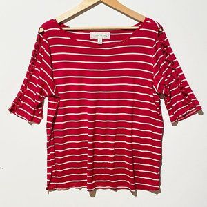 French Laundry red/white stripe knit top 1X‎ stretc